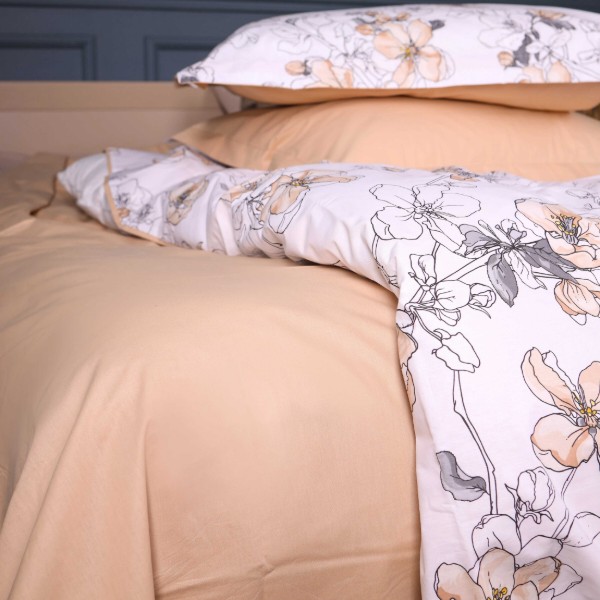 Фото - Комплект постільної білизни MirSon Поплін 00-2 Beige Flowers 220х240 (2200009700286)